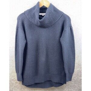 Loft Women’s Size M Black Shawl Neck Turtle Neck Black Ribbed Sweater